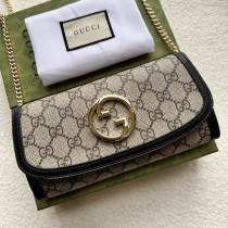 Gucci Blondie Continental Chain Wallet 725215 Black GG Supreme Canvas