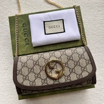 Gucci Blondie Continental Chain Wallet 725215 Ebony GG Supreme Canvas