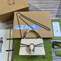 Gucci Dionysus Mini Top Handle Bag GG Supreme 752029 White