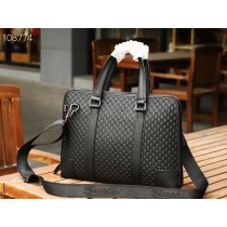 Gucci Embossed Leather Briefcase 38CM Black