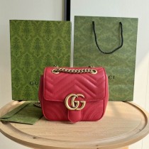 Gucci GG Marmont Matelassé Mini Shoulder Bag 739682 Red