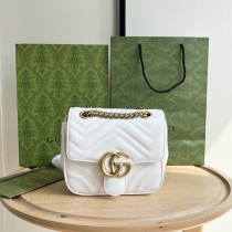Gucci GG Marmont Matelassé Mini Shoulder Bag 739682 White