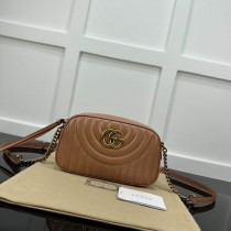 Gucci GG Marmont Matelassé Small Shoulder Bag 447632 Brown