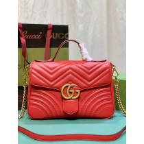Gucci GG Marmont Small Top Handle Bag 498110 Red