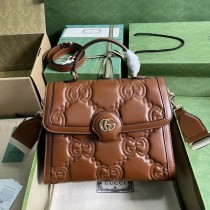Gucci GG Matelassé Handbag 736877 Brown
