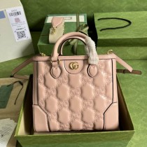 Gucci GG Matelassé Mini Top Handle Bag 728309 Pink