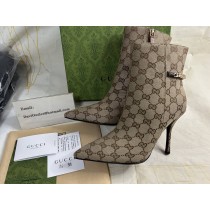 Gucci GG Monogram Ankle Boots 105mm Canvas Ebony