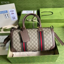 Gucci GG Small Duffle Bag with Web Brown