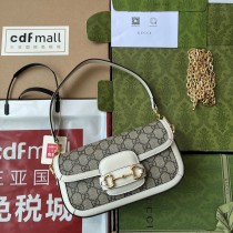 Gucci Horsebit 1955 Small Shoulder Bag 735178 Canvas Beige Black