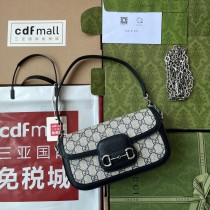 Gucci Horsebit 1955 Small Shoulder Bag 735178 Canvas Black Beige