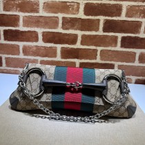 Gucci Horsebit Chain Medium Shoulder Bag Beige Ebony