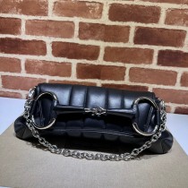 Gucci Horsebit Chain Medium Shoulder Bag Black