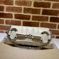 Gucci Horsebit Chain Medium Shoulder Bag White