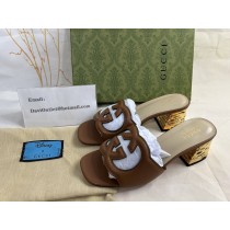 Gucci Interlocking G Cut-Out Slide Sandal 60mm Brown