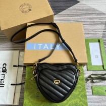 Gucci Interlocking G Mini Heart Shoulder Bag 751628 Black