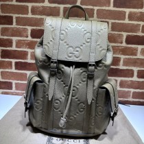 Gucci Jumbo GG Backpack 625770 Grained Leather Grey