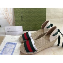 Gucci Lilibeth Ankle Wrap Wedge Espadrilles 100mm