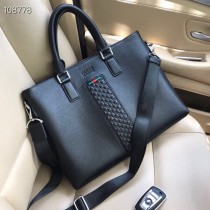 Gucci Men Leather Briefcase Black