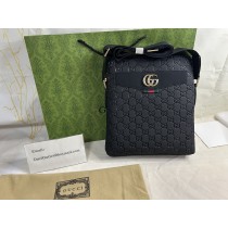 Gucci Men Messenger Bag Leather Jumbo GG Black