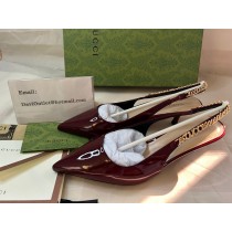 Gucci Signoria Slingback Pump 50MM Rosso Ancora Red Patent Leather