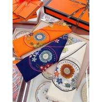 Hermes Cashmere Scarf Wraps Flowers Pattern