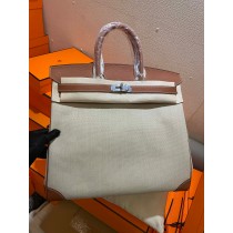 Hermes HAC Birkin 40cm Togo Leather Canvas Brown