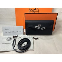 Hermes Kelly to Go Wallet Epsom Leather Black Palladium Hardware