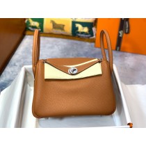 Hermes Lindy 26CM 30CM Bag Togo Leather Brown Silver Hardware