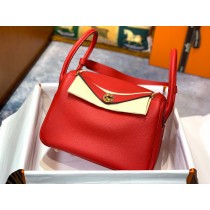 Hermes Lindy 26CM 30CM Bag Togo Leather Red Gold Hardware