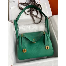 Hermes Lindy 26CM Bag Clemence Leather Handcrafted Green