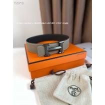 Hermes Men Reversible Epsom Leather Belt 38mm Gray