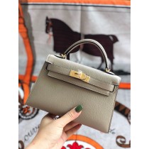Hermes Mini Kelly II Bag Chèvre Mysore Leather Gris Tourterelle