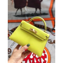 Hermes Mini Kelly II Bag Chèvre Mysore Leather Light Yellow