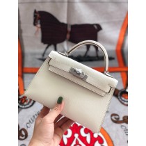 Hermes Mini Kelly II Bag Chèvre Mysore Leather White