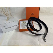 Hermes Navy Blue Tressage Cuir 25 MM Bags Strap