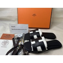Hermes Oran Slides Women Sandals Calfskin Black