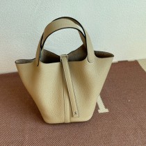 Hermes Picotin Lock 18 Bag Khaki Clemence Palladium Hardware