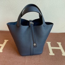 Hermes Picotin Lock 18 Bag Navy Clemence Palladium Hardware