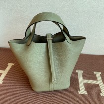 Hermes Picotin Lock 18 Bag Peanut Green Clemence Palladium Hardware