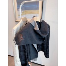 Hermes Reversible Cashmere Scarf & Wraps Gray Black