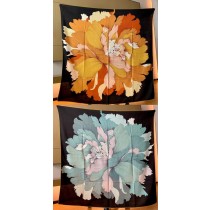 Hermes Scarf Wraps Square Shawl Double-Sided Flowers
