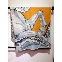 Hermes Scarf Wraps Square Shawl Horse Orange White