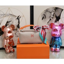Hermes Trousse Bride-A-Brac Cosmetic Bag Beige Orange