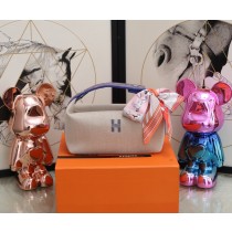 Hermes Trousse Bride-A-Brac Cosmetic Bag Blue Beige