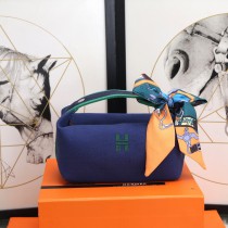 Hermes Trousse Bride-A-Brac Cosmetic Bag Dark Blue
