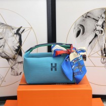 Hermes Trousse Bride-A-Brac Cosmetic Bag Light Blue
