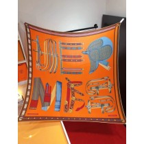 Hermes Women Orange Scarf Wraps Square Shawl