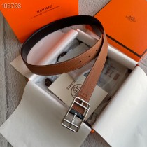 Hermes Women Reversible Leather Belt 32mm Black Brown