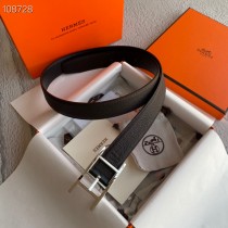 Hermes Women Reversible Leather Belt 32mm Coffee