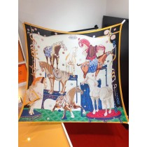 Hermes Women Scarf Wraps Square Shawl Horse Motif Black White